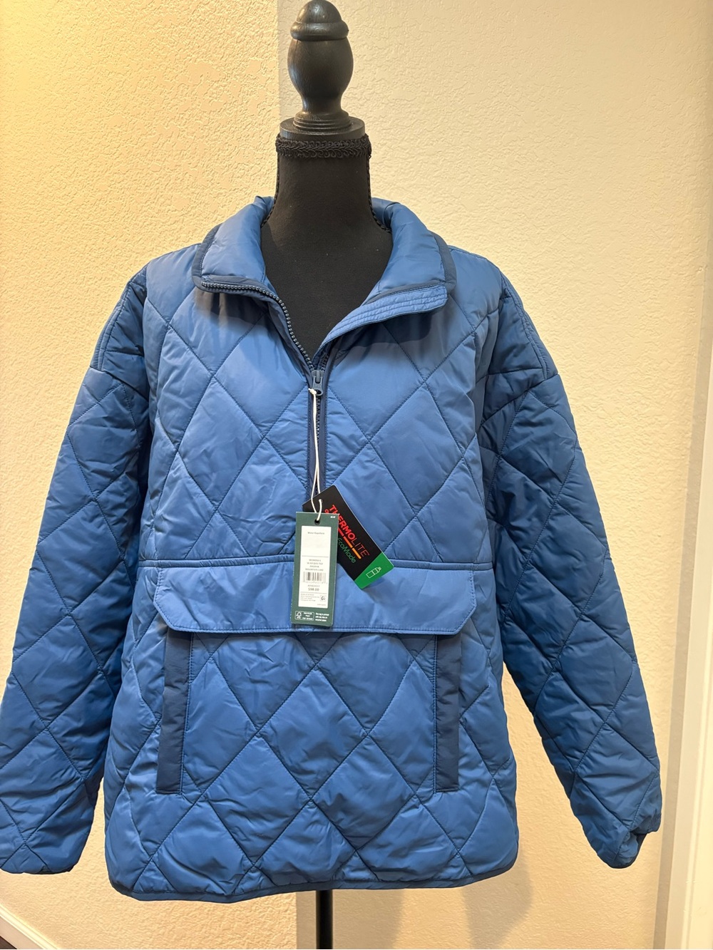 Women's alpine design  Quilted Puffer Pullover Jacket - Blue